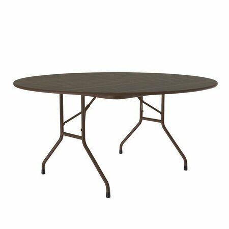 CORRELL Round Folding Table 60'' Melamine Top Walnut 384CF60MRWA
